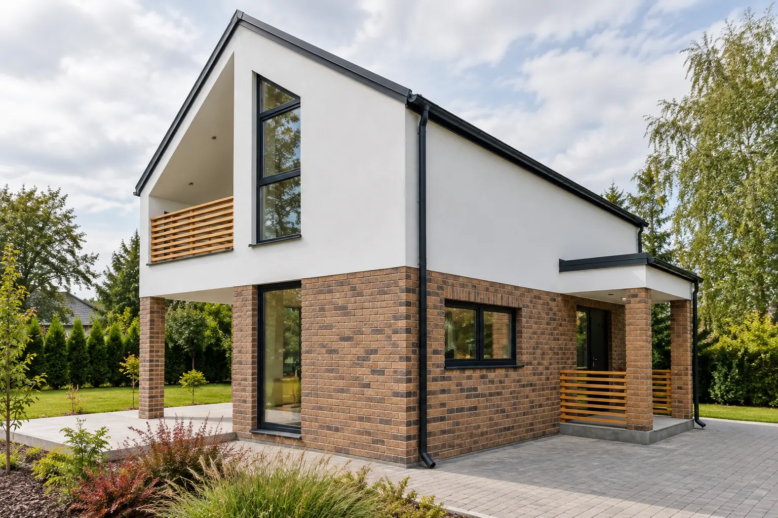 Beispielprojekt Serena als fertig montiertes Holzrahmenhaus